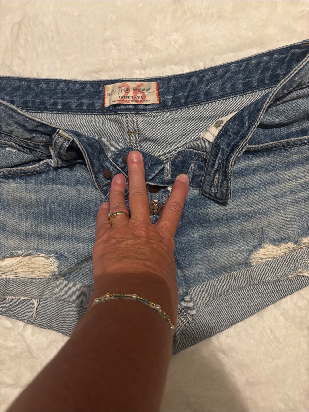We The Free Light Blue Distressed Boyfriend Denim Shorts